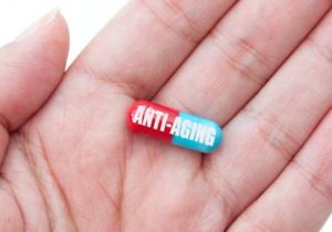 pill with anti-aging text on it