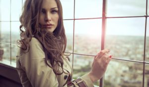 woman looking over shoulder